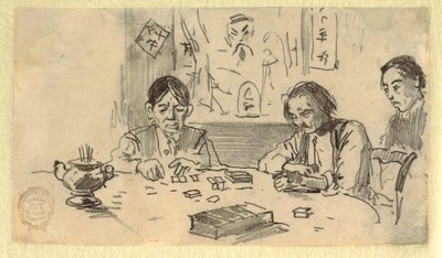 Drei Chinesen spielen Domino in einem Clubhaus in der Baxter Street, New York City, ca. 1874 von Winslow Homer