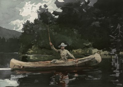 Angeln in den Nordwäldern, veröffentlicht von L. Prang & Co., 1896 von Winslow Homer