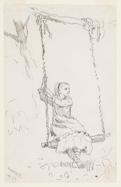 Mädchen auf einer Schaukel von Winslow Homer