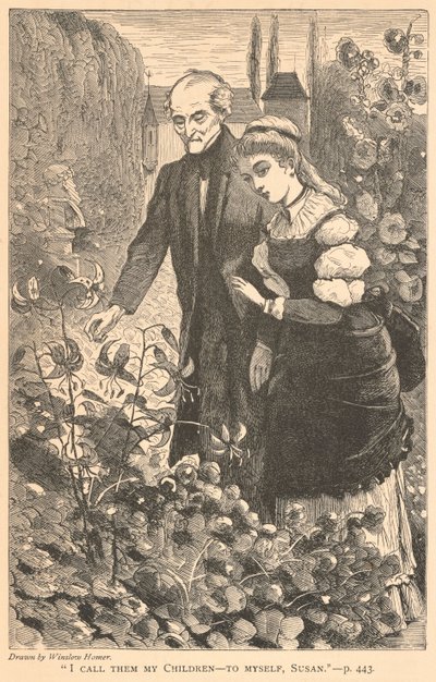 "Ich nenne sie meine Kinder - zu mir selbst, Susan.", aus The Galaxy, Oktober 1869 von Winslow Homer