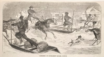 Schlittenfahrt auf dem Haymarket Square, Boston, 1859 von Winslow Homer