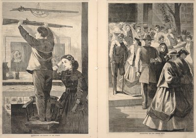 Thanksgiving Day--Das Gewehr aufhängen/Thanksgiving Day--Die Kirchentür, aus Frank Leslie