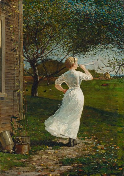 Das Abendhorn (Hornblasen am Meer) von Winslow Homer