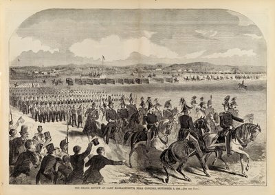 Die große Parade im Camp Massachusetts, in der Nähe von Concord, 9. September 1859, aus Harper
