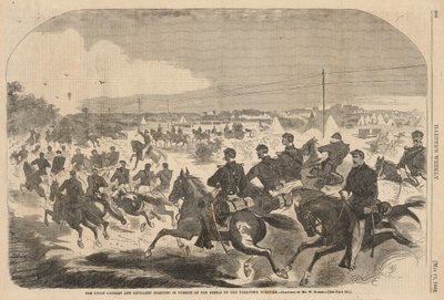 Die Union Kavallerie und Artillerie beginnt die Verfolgung der Rebellen auf dem Yorktown Turnpike, aus Harper