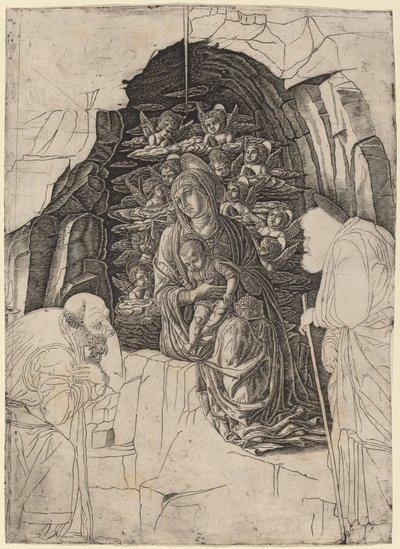 Die Anbetung der Könige (Jungfrau in der Grotte) von Workshop of Andrea Mantegna