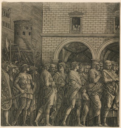 Der Triumph des Cäsar: Die Senatoren von Workshop of Andrea Mantegna
