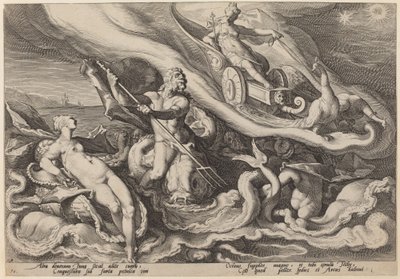 Juno beklagt sich bei Okeanos und Tethys über Kallisto von Workshop of Hendrick Goltzius, after Hendrick Goltzius