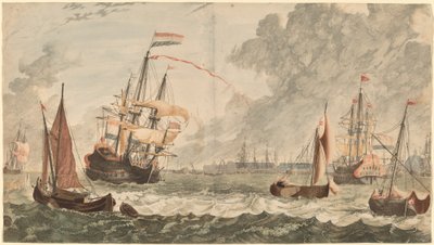 Der Fluss IJ in Amsterdam von Workshop of Johann Teyler
