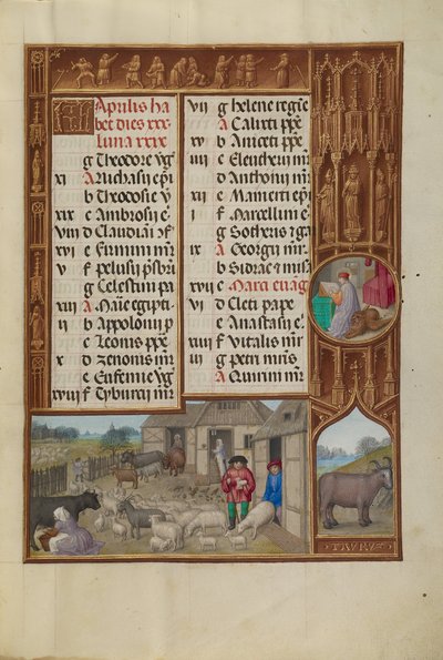 Nutztiere, Melken und Butterherstellung; Sternzeichen Stier von Workshop of the Master of James IV of Scotland