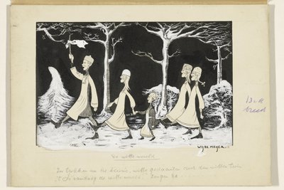 Henk, Anne, Hans, Noor und Elly marschieren durch den Schnee von Wybo Meijer (signed by artist)