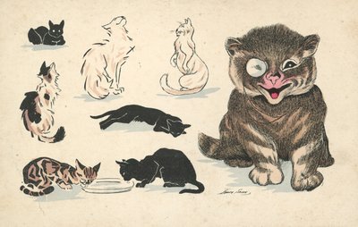 Fetter Kater Mit Monokel, Neben Verschiedenen Weniger Bevorzugten Katzen von Xavier Sager