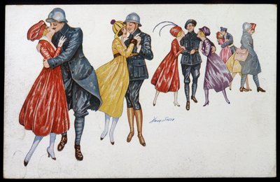 Militärs und ihre Verlobten, Marainnes oder Freunde - Illustration von Xavier Sager (1870-1930) Postkarte, ca. 1915 von Xavier Sager