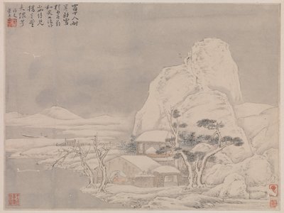 Schneelandschaft, Blatt aus Album für Zhou Lianggong, datierbar auf 1645-55 von Xin Ye