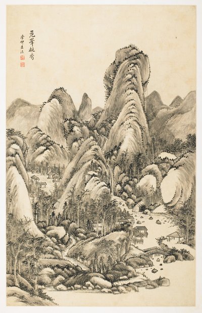 Pracht des überhängenden Felsens, aus einem Album mit 12 Blättern von Yongxi Jin