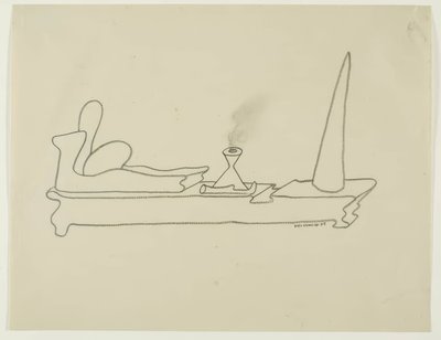 Surrealistische Komposition mit rauchendem Behälter von Yves Tanguy