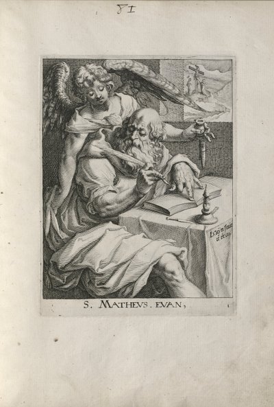 Der heilige Matthäus, Platte 1 aus Die vier Evangelisten von Zacharias Dolendo