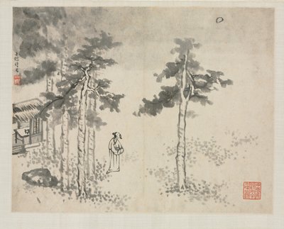 Landschaftsalbum in verschiedenen Stilen: Shibiao wartet auf den Mond von Zha Shibiao