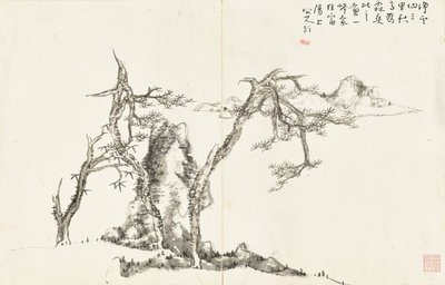 Landschaften und Blumen, Album mit sechs Blättern von Zhu da Bada Shanren