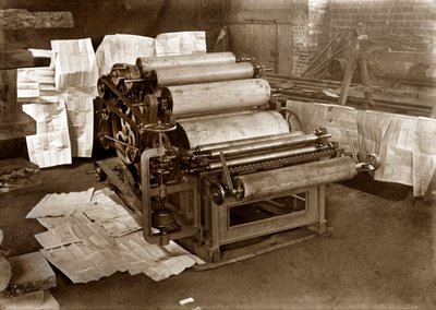 Eine Druckerpresse: Rotationspresse für Zeitungsdruck, ca. 1900 von . .