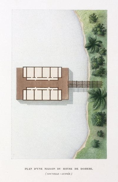 Architektur Plan eines Hauses am Hafen von Doreri von Frederick (attr. to) Barnard