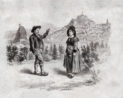 Auvergnats tanzen den Stuffing in Puy en Velay, Frankreich. um 1900 (Gravur) von . .