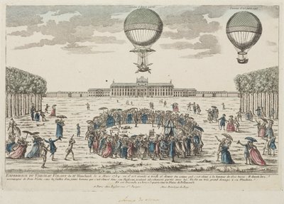 Blanchards erster Aufstieg in einem Ballon, 2. März 1784 von Frederick (attr. to) Barnard