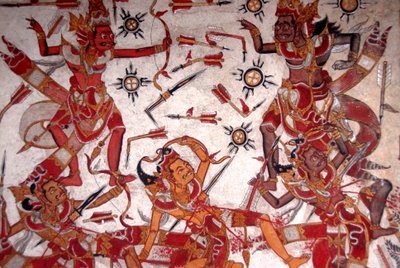 Deckenmalerei im Königspalast; Schlacht der Götter; Kerta Gosa; Taman Gili Palast; Klungkung; Semarapura; Bali; Indonesien; Südostasien; Asien von Frederick (attr. to) Barnard