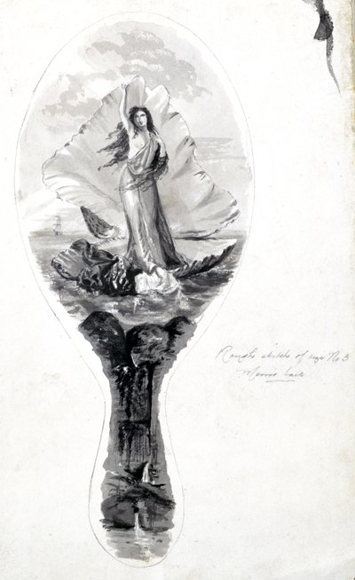 Entwurf für einen Spiegelrücken mit Venus in ihrer Muschel, um 1870-1875 von Frederick (attr. to) Barnard