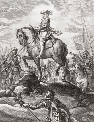 Ferdinand von Österreich führt Truppen über die Alpen, Juli 1634 von . .