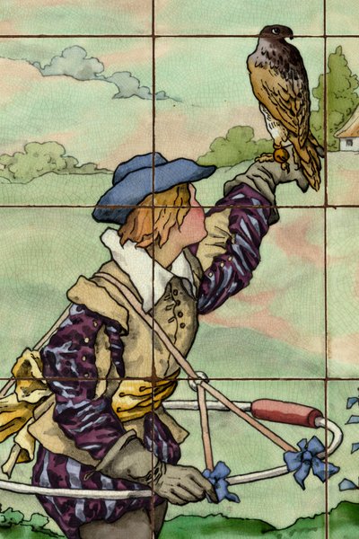 Innenansicht, Fliesenpanel, Maler Furcy Ernest Tondeur, Ausführung Boch Frères La Louvière, zweites Panel, Detail von . .