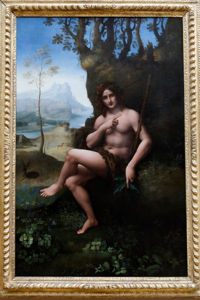 Louvre Museum, Paris, Frankreich. Werkstatt von Leonardo da Vinci, zugeschrieben Francesco Melzi, Johannes der Täufer, um 1510-1520. von . .