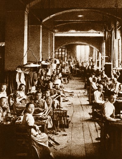 Männer arbeiten in einer Seilfabrik in Turin von Georg Carl Heinrich Dollmann