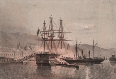 Neapolitanisches Schiff Monarca von Tuckery angegriffen, im Hafen von Castellammare von William Walcutt