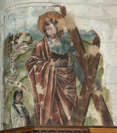 Pfarrkirche (Parochiekerk Onze-Lieve-Vrouw). Innenansicht. Der Chor. Wandmalerei. von . .