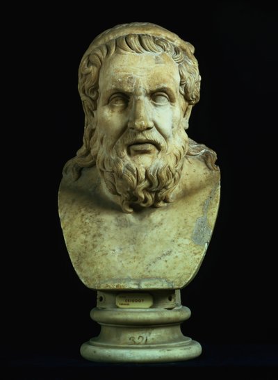Porträtbüste möglicherweise von Hesiod (8. Jahrhundert v. Chr.) oder Homer (8. Jahrhundert v. Chr.), Kopie eines griechischen Originals aus dem 5. Jahrhundert v. Chr. von Hippolyte Lalaise Devéria
