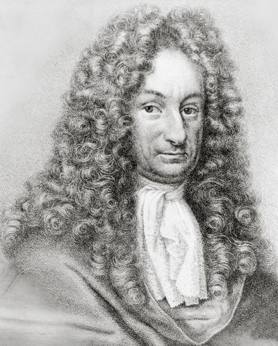 Porträt von Gottfried Wilhelm von Leibniz (1646-1716), deutscher Mathematiker, Philosoph und Wissenschaftler, Gravur von William Walcutt