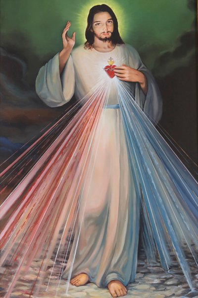 Tempel von Monte Grisa. Die göttliche Barmherzigkeit, Heiligstes Herz Jesu. Italien. von . .