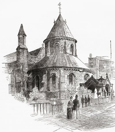 Die Temple Church, London, England, im 19. Jahrhundert. von . .