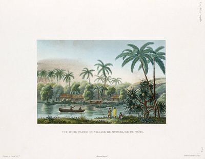 Ansicht eines Dorfes in Matavai, Insel Tahiti von Frederick (attr. to) Barnard