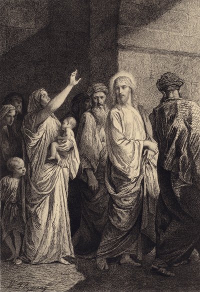Eine Frau verherrlicht Jesus von after Albert Robida