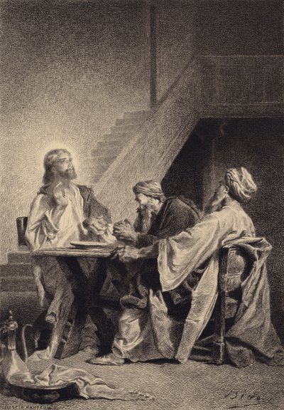 Jesus und die Jünger in Emmaus von after Albert Robida