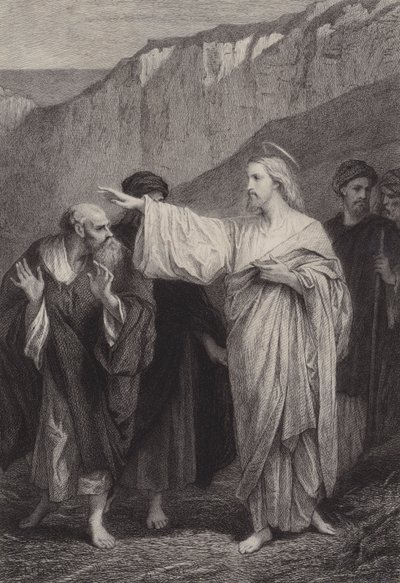 Jesus gibt Petrus seinen Auftrag von after Albert Robida