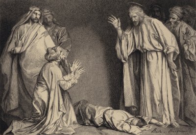 Jesus heilt das besessene Kind von after Albert Robida