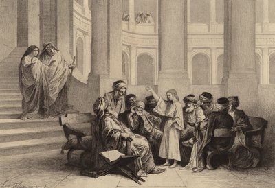 Jesus inmitten der Schriftgelehrten von after Albert Robida