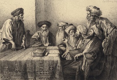 Judas vor dem Sanhedrin von after Albert Robida