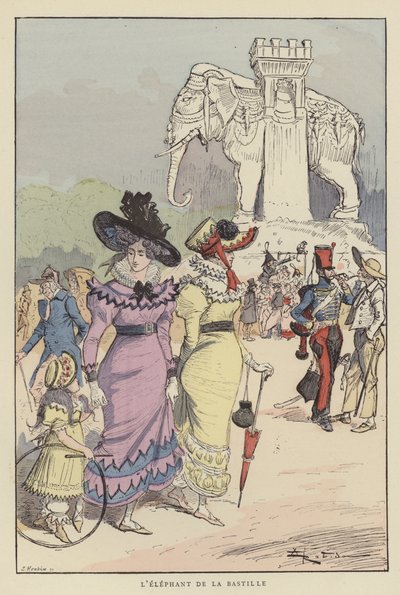 Der Elefant der Bastille von after Albert Robida
