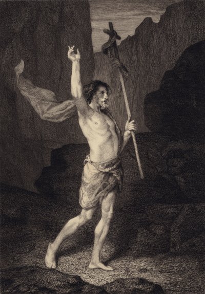 Johannes der Täufer in der Wüste von after Albert Robida