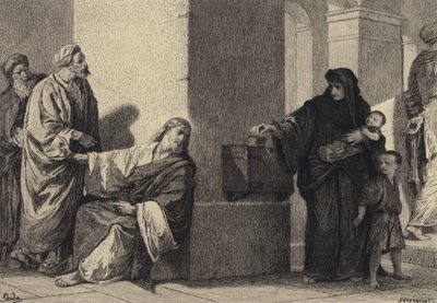 Das Scherflein der Witwe von after Albert Robida