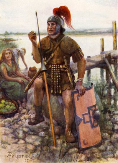 Ein Hilfssoldat an einer Fähre am Tyne von after Amedee Forestier